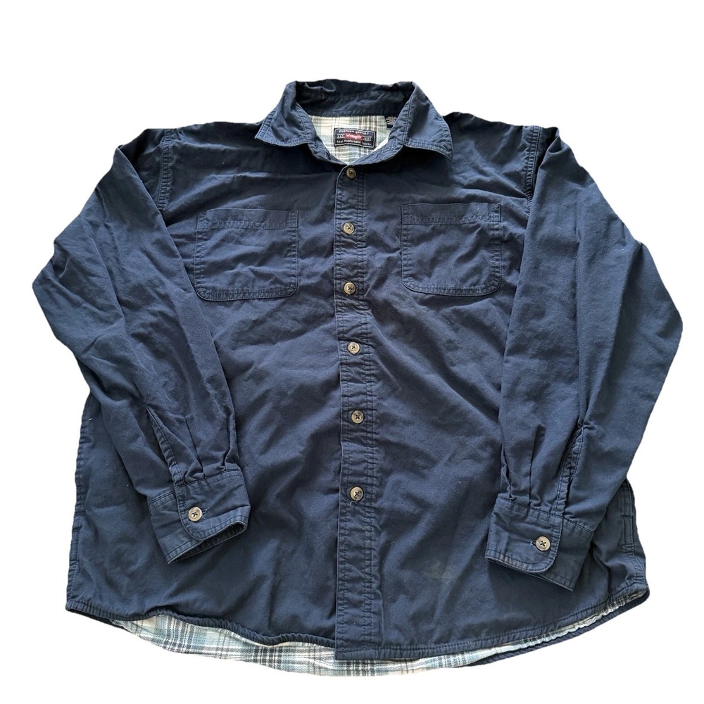 Vintage Wrangler Mens Plaid Flannel Lined Long Sleeve Button Up Shirt Jacket L